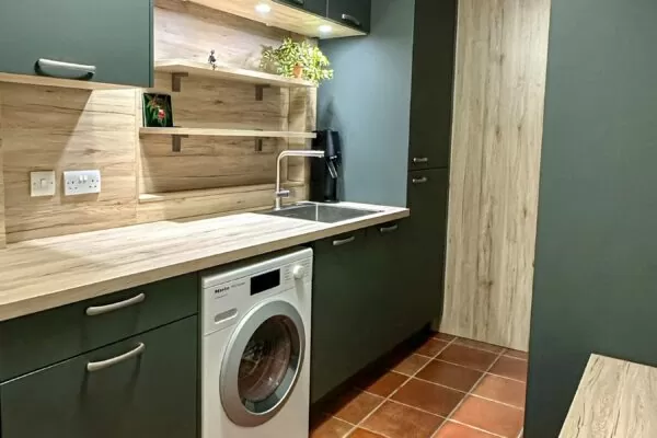 Compact, Matt Utility Room with Wooden Finish
