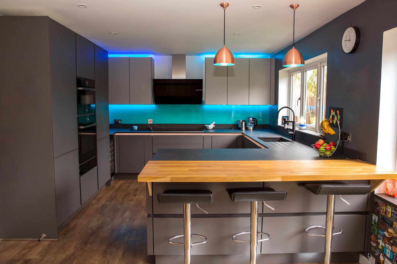 Bespoke Kitchens - Blue light accent