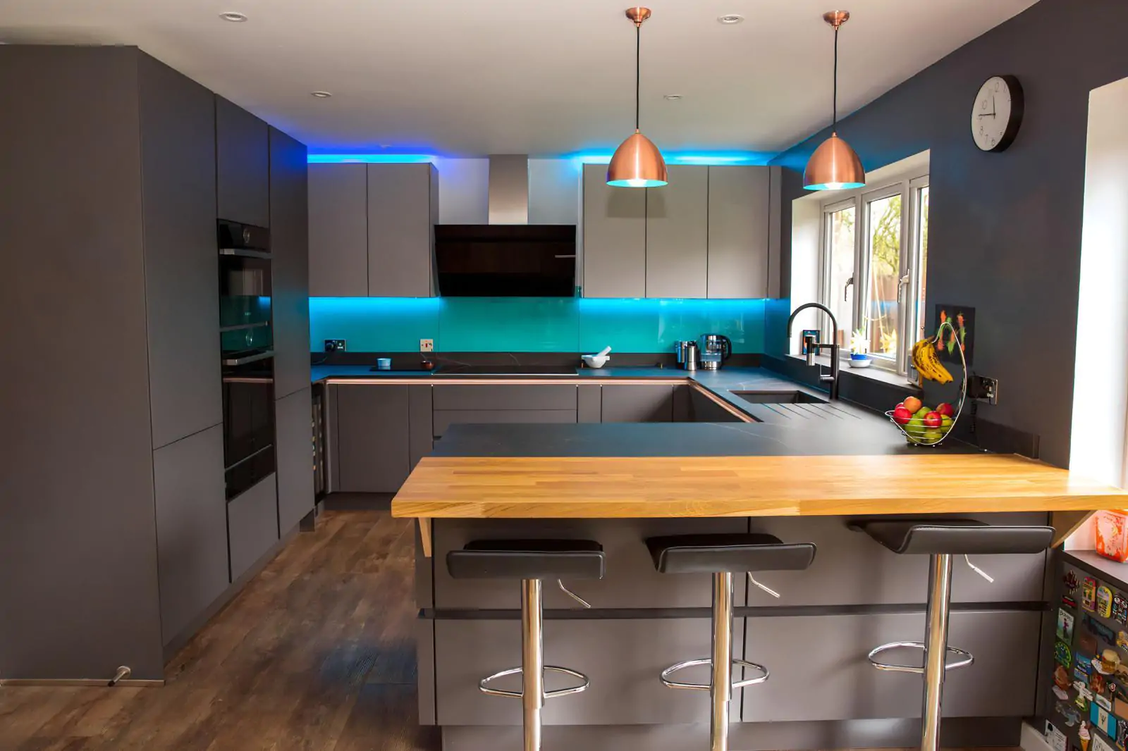 Bespoke Kitchens - Blue light accent