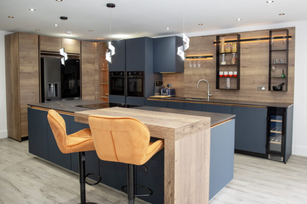 Modern Two-Toned Blue & Walnut Kitchen
