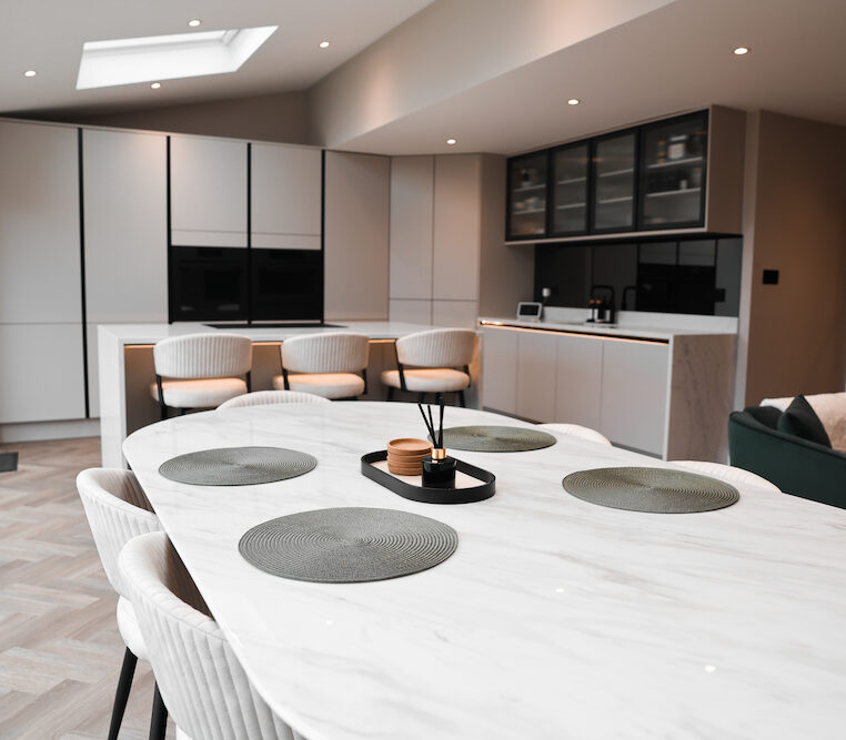 modern skylight in kitchen diner