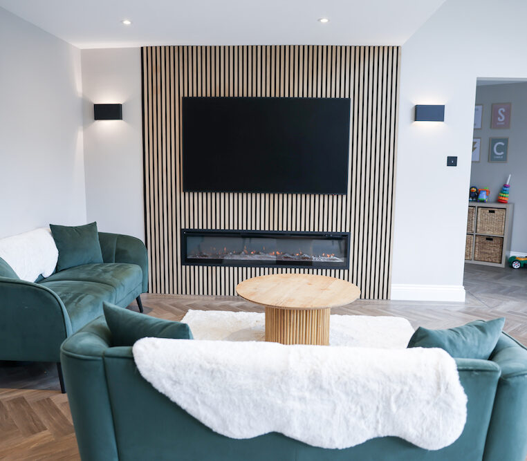 modern wooden wall living area